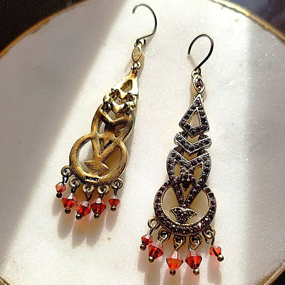 Monet Art Deco Rhinestone Earrings